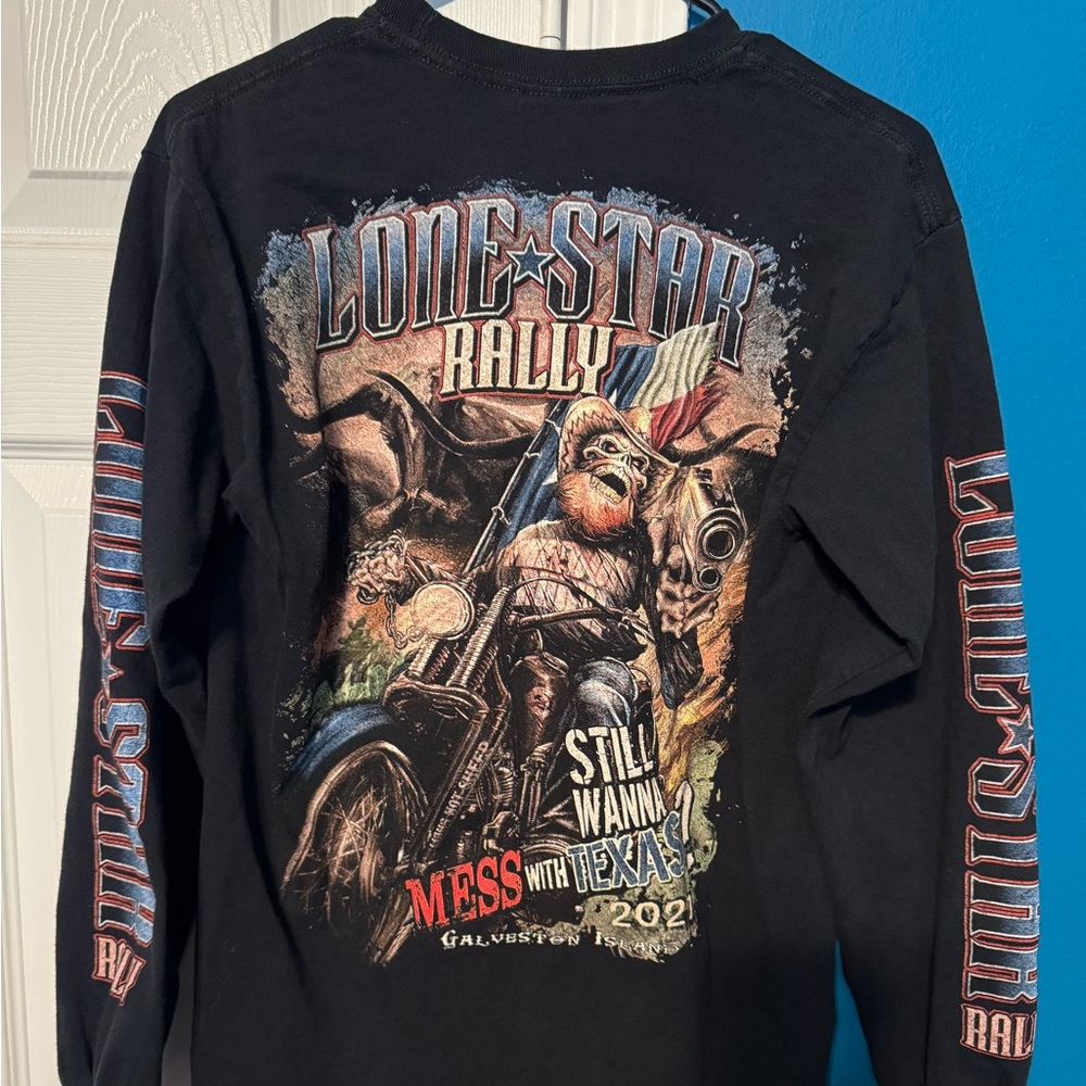 Lone Star Rally 2021 Galveston Texas Long Sleeve Double Sided Biker T-Shirt